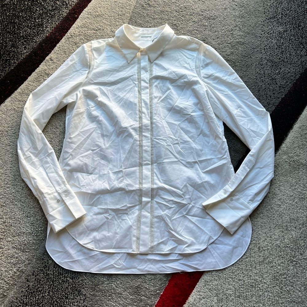 Elie Tahari White Landra Button Front Shirt Blouse
